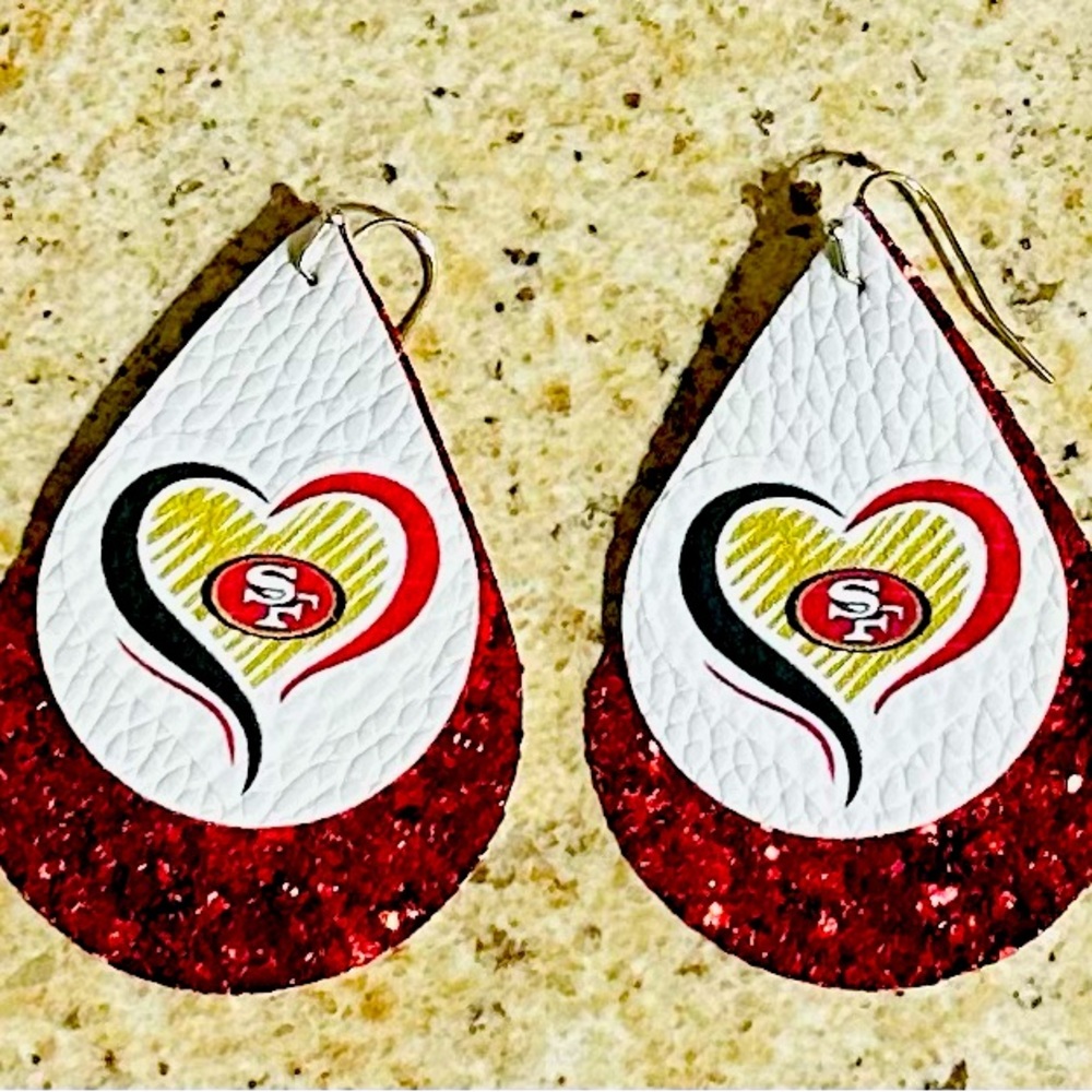 San Francisco 49ers faux leather earrings!